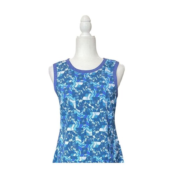 Title Nine Dress Size M Shella Blue Geometric Athletic Tennis Crewneck Tank Blue - Picture 2 of 9